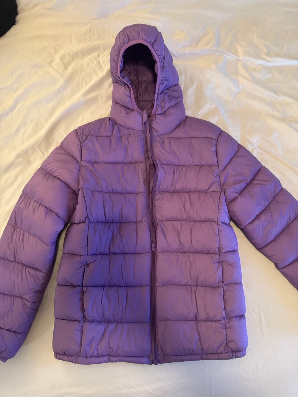 Kids Purple Hooded Puffer Jacket